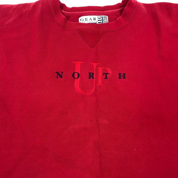 VINTAGE Michigan Gear For Sports Up North Crew Neck Pullover Red Sweatshirt - Picture 4 of 11